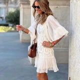 Gabriela™ Vestido Mini de Encaje Bordado