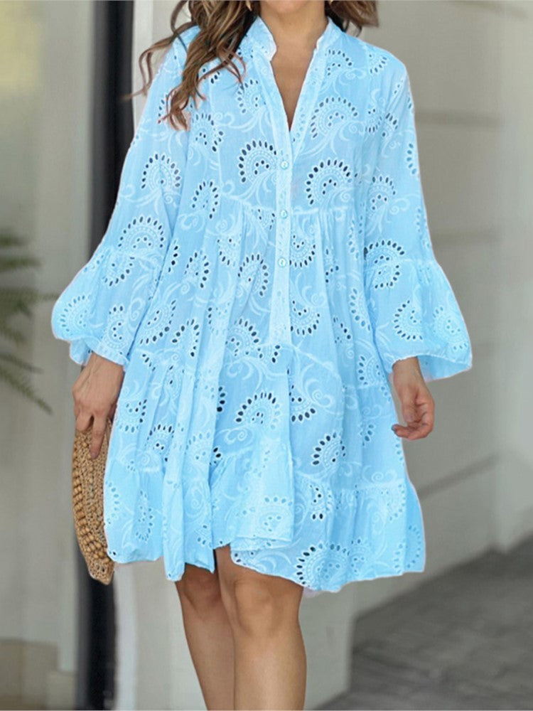 Fawna – Vestido Mini Bordado con Volantes