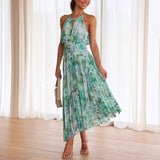 Celestine – Vestido Maxi con Escote Halter Plisado