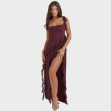 Amira Vestido largo ciruela oscuro
