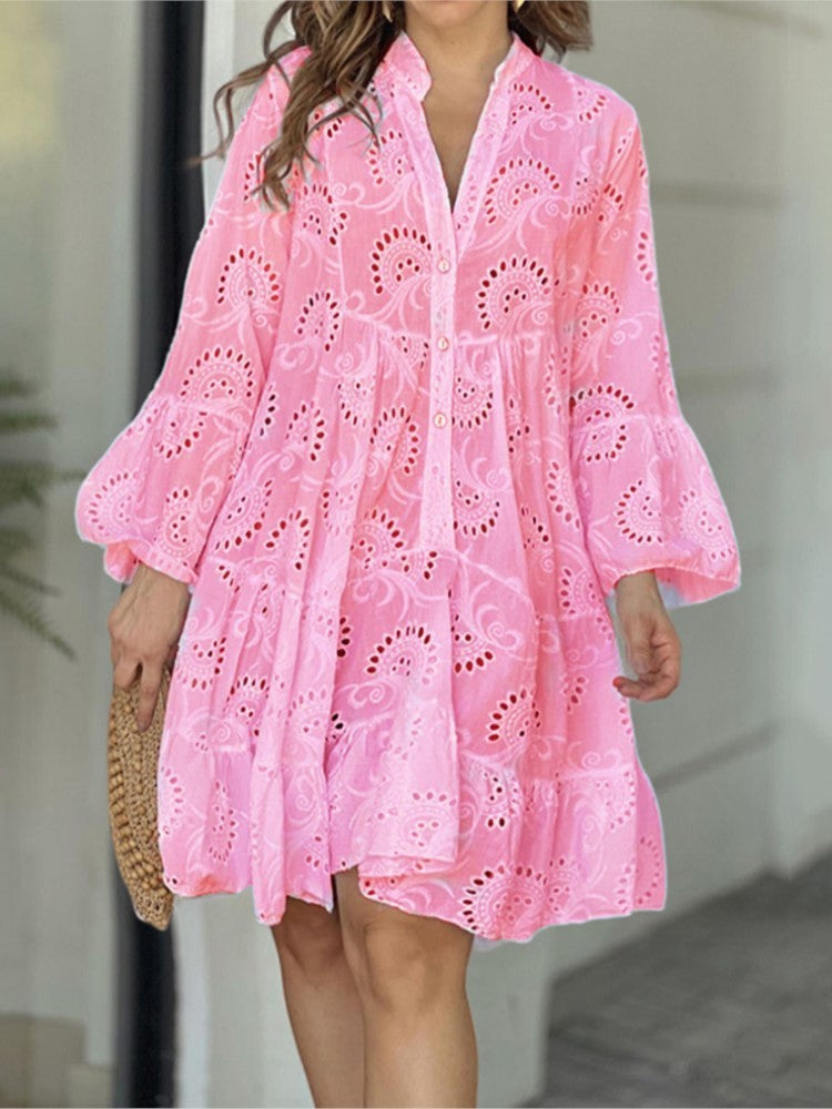 Fawna – Vestido Mini Bordado con Volantes