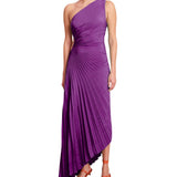 Sylviana - Vestido Midi Plisado de Un Hombro