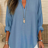 Hazel – Blusa con Cuello en V de Corte Relajado