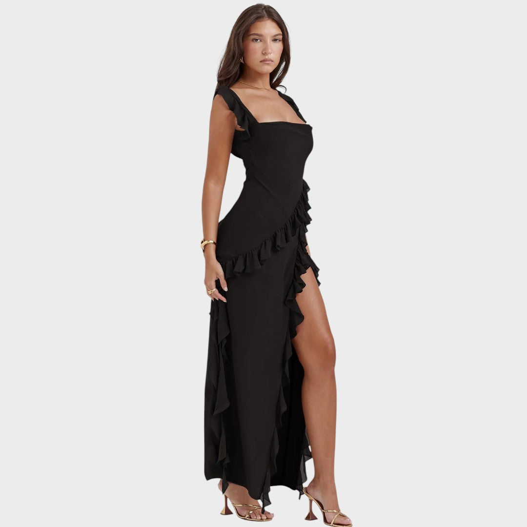 Amira Vestido largo ciruela oscuro