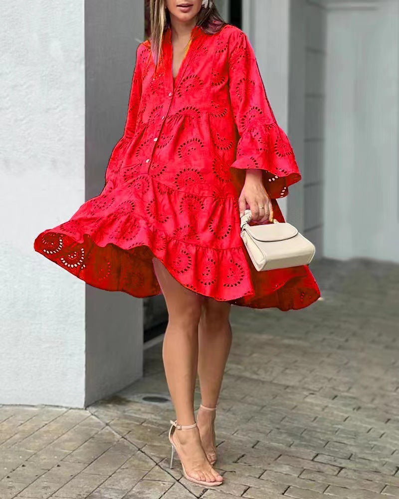 Fawna – Vestido Mini Bordado con Volantes