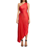 Sylviana - Vestido Midi Plisado de Un Hombro