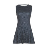 Vestido Mini Sin Mangas con Lunares para Mujer con Cintura Ajustada