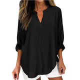 Hazel – Blusa con Cuello en V de Corte Relajado
