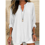 Hazel – Blusa con Cuello en V de Corte Relajado