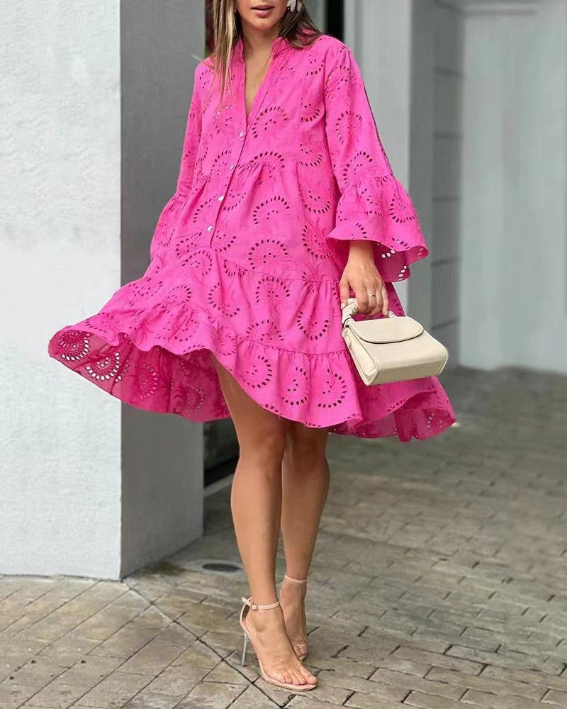 Fawna – Vestido Mini Bordado con Volantes