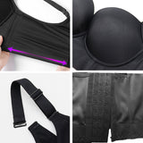 Yack Saint® Sujetador correctivo de espalda con cuello en V y cobertura total – Negro + Marrón (pack de 2)