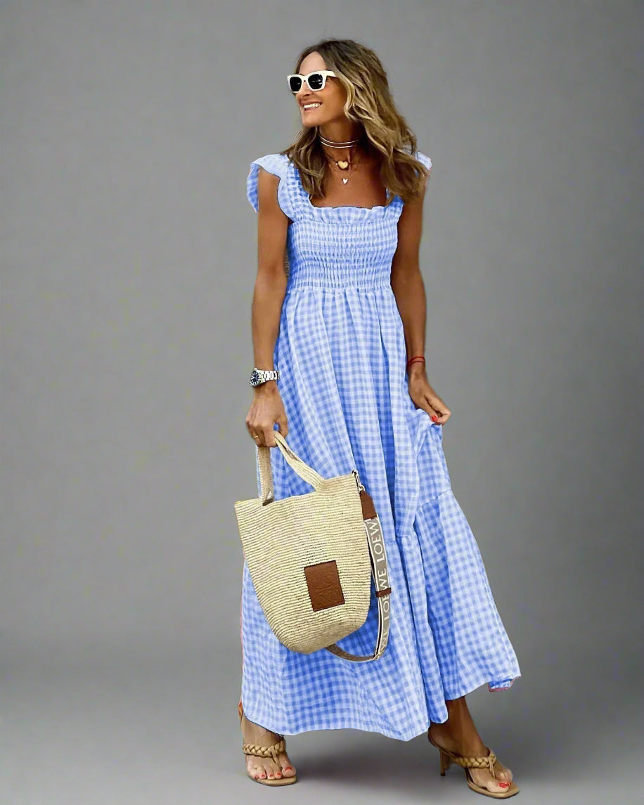 Bertha | Vestido a Cuadros en Estilo Retro para Elegancia y Comodidad en la Vida Diaria