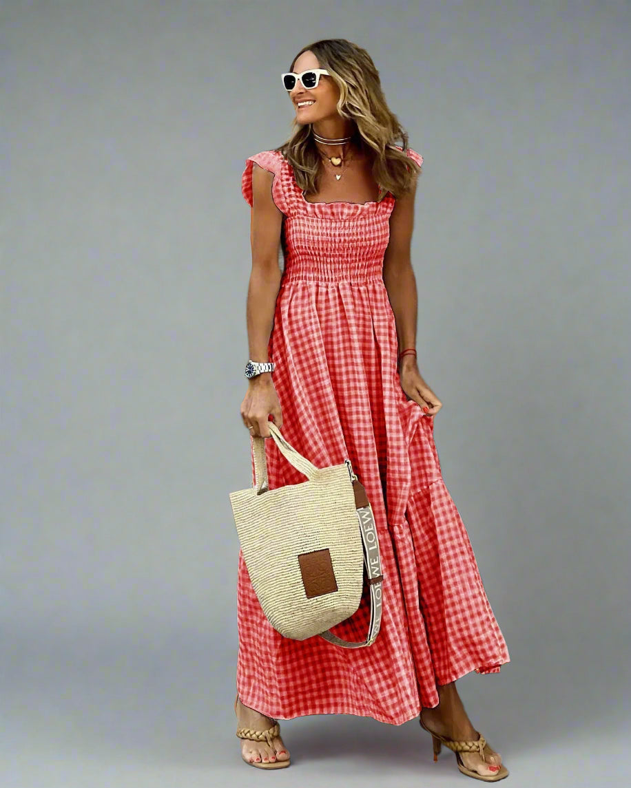 Bertha | Vestido a Cuadros en Estilo Retro para Elegancia y Comodidad en la Vida Diaria