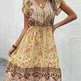 Celia - Vestido Midi Boho Floral Verde