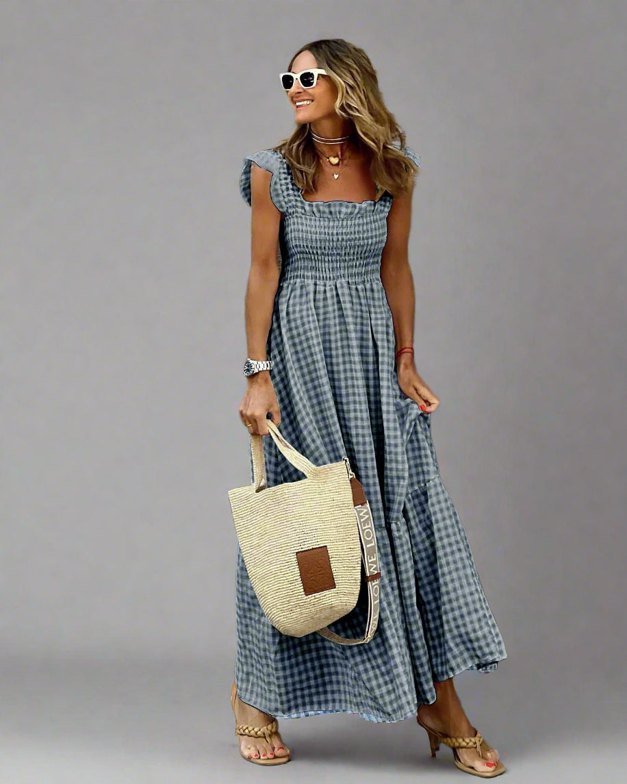 Bertha | Vestido a Cuadros en Estilo Retro para Elegancia y Comodidad en la Vida Diaria