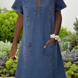 Julia | Vestido de Denim Suave con Bolsillos Frontales