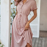 Dotarie™ Vestido Camisero Midi con Lunares