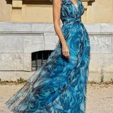 Victoria | VESTIDO LARGO AZUL PAVO REAL