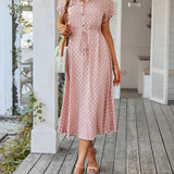 Dotarie™ Vestido Camisero Midi con Lunares