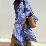 Hazel - Elegante Vestido Midi a Rayas de Confort