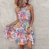 Loxley - Vestido Mini Impreso Irregular Sin Espalda