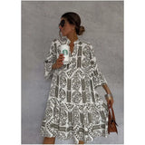 Adeline | Vestido de Falda A-Line con Escote en V Impreso
