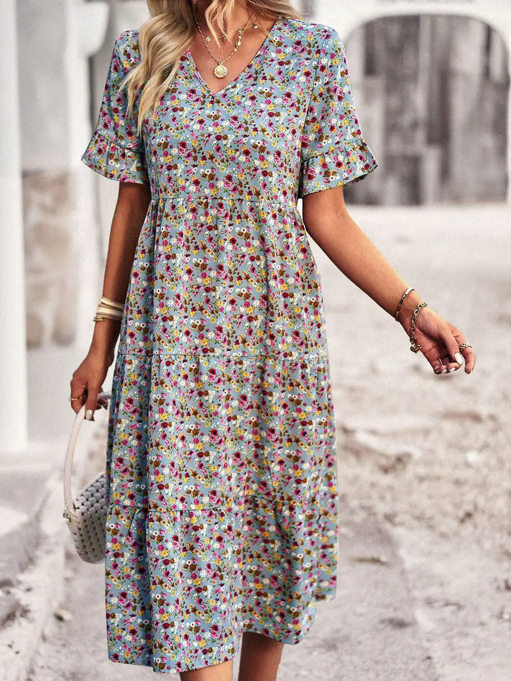 Layla™ - Vestido Impreso Elegante con Escote en V