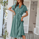 Dotarie™ Vestido Camisero Midi con Lunares