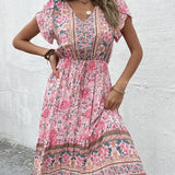 Celia - Vestido Midi Boho Floral Verde