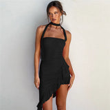 Rosalyn - Vestido Mini con Volantes y Cuello Halter