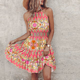 Loxley - Vestido Mini Impreso Irregular Sin Espalda
