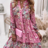 Helena - Vestido A-Line con Escote en V Floral