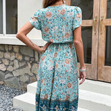Celia - Vestido Midi Boho Floral Verde