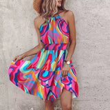 Loxley - Vestido Mini Impreso Irregular Sin Espalda