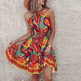 Loxley - Vestido Mini Impreso Irregular Sin Espalda