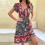 Celia - Vestido Midi Boho Floral Verde