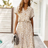 Dotarie™ Vestido Camisero Midi con Lunares