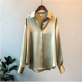 Olivia - Blusa de Satén Brillante de Manga Larga