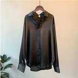Olivia - Blusa de Satén Brillante de Manga Larga