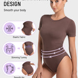 Body sin costuras con cuello redondo y mangas cortas