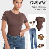 Body sin costuras con cuello redondo y mangas cortas