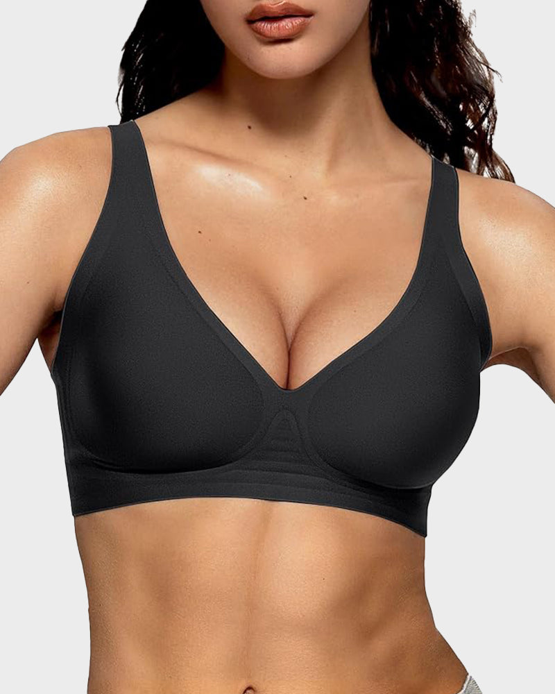 Sujetador push-up sin aros, sin costuras y con escote en V profundo