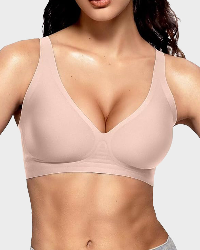 Sujetador push-up sin aros, sin costuras y con escote en V profundo