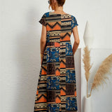 Hannah™ - Vestido impreso elegante de cuello redondo con bolsillos