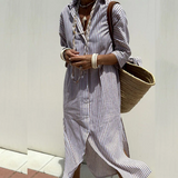 Hazel - Elegante Vestido Midi a Rayas de Confort