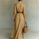 Vestido Maxi Ilona – Chic y Atemporal en Caqui