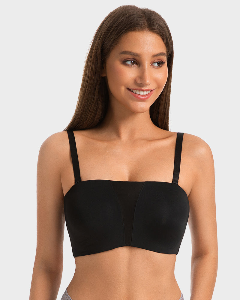 Sujetador bandeau sin tirantes con cobertura total y capa antideslizante