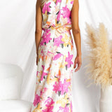Minirva - Vestido Midi de Cuello Alto con Encanto Floral