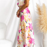 Minirva - Vestido Midi de Cuello Alto con Encanto Floral