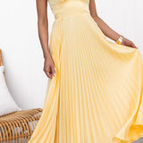 Jane | Vestido Maxi Elegante con Pliegues y Escote en V.
